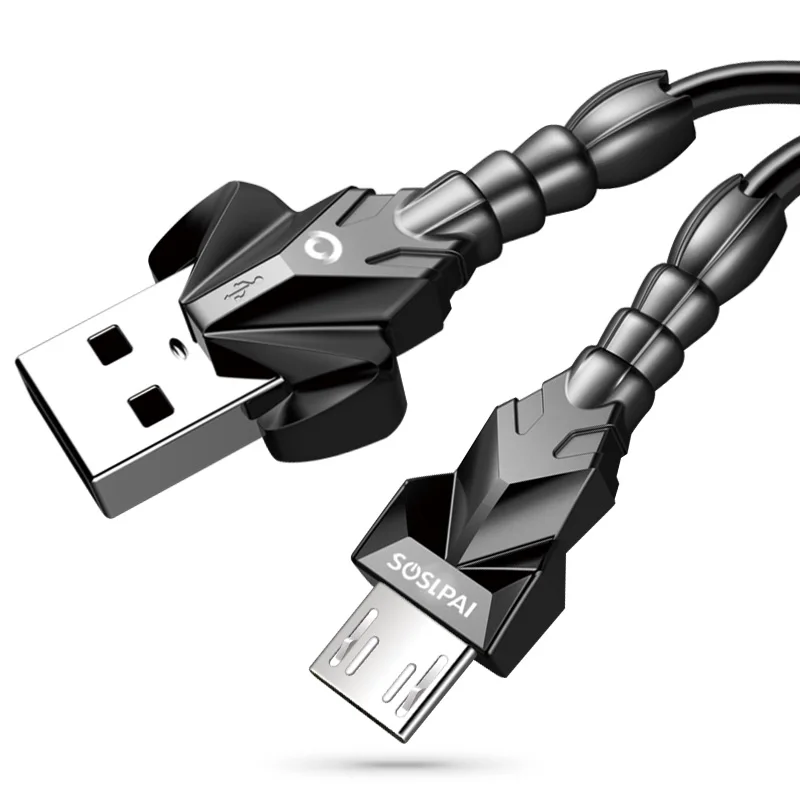 
New products bionic design android universal V8 auto disconnect charging cable black fast charging micro usb cable 