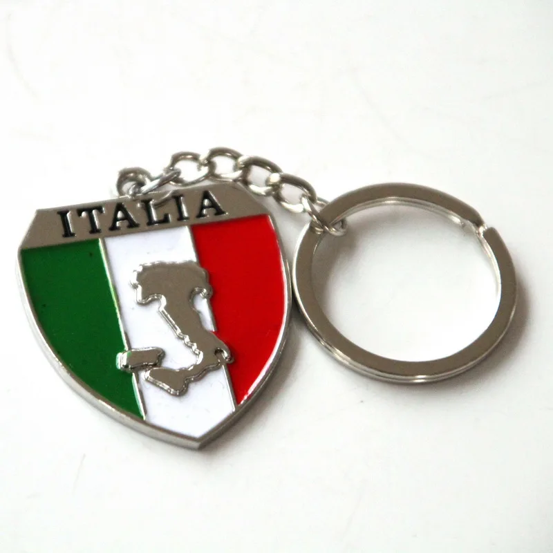 Tourist souvenir zinc alloy custom ITALIA enamel metal embossed logo key chains KEYCHAIN