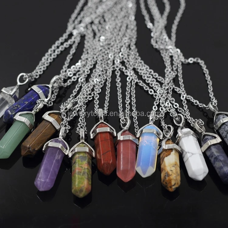 Hot Sale Cheap Natural White Quartz Healing Crystal Hexagonal Point Pendants