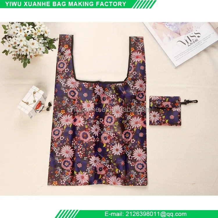 Polyester Material Reusable Eco Foldaway Shopper Foldable Reusable Grocery Shopping Tote Fashion Bag
