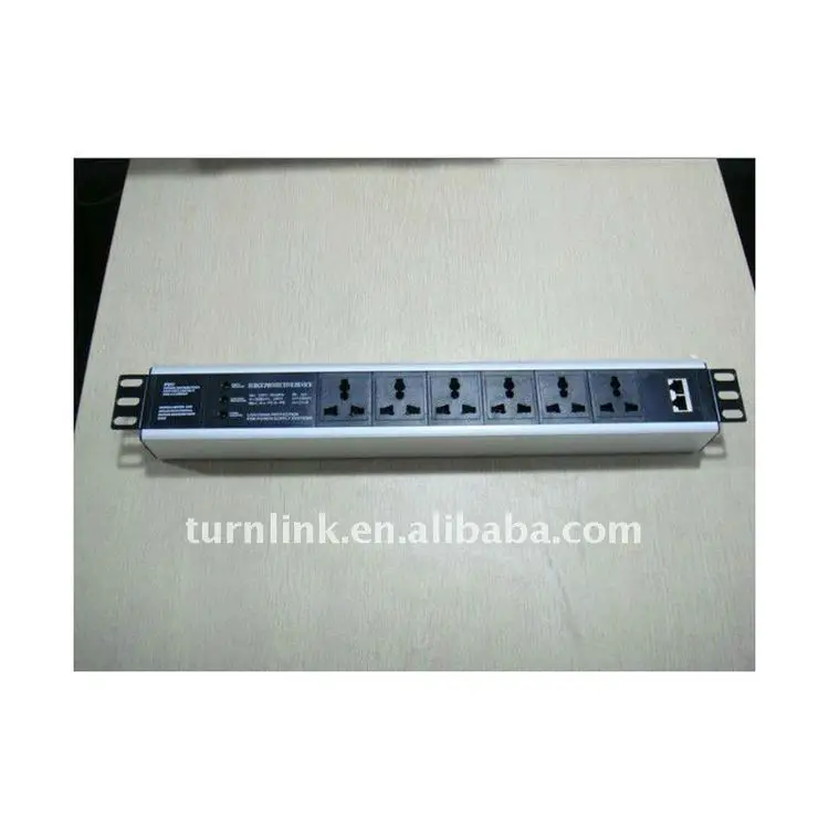 Универсальный тип 6 способ PDU розетка с 3 лампы Защита от всплесков напряжения и RJ45