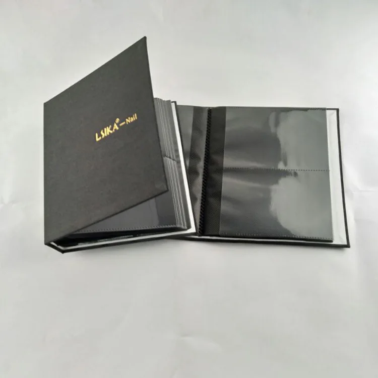 Custom Black fabric Nail art Card Album display 2 piece Photo Album  fit family photo Manufactory