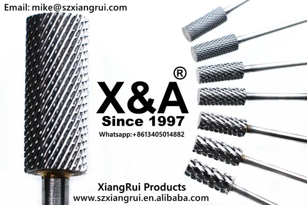 X & A Brand небольшого размера бочонок разрядные Tungsten Карбид фрез для маникюра/педикюра для маникюра, фрезер для ногтей, сверлильный, тонкой F
