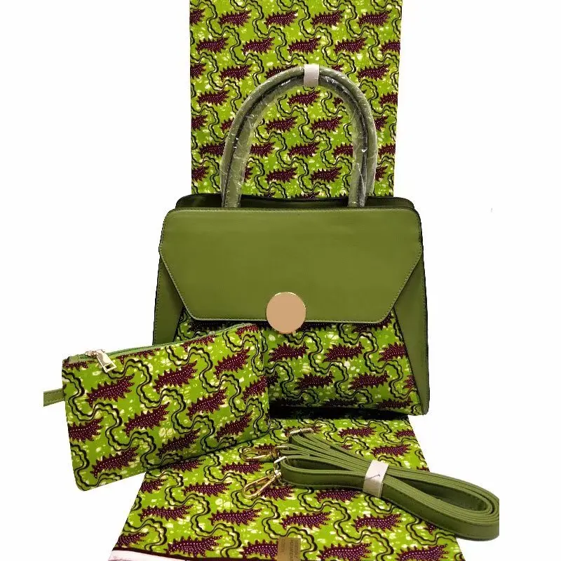 
H & D Hot Selling African Wax Print Fabric Tote Bags Fashion Women Handbags 