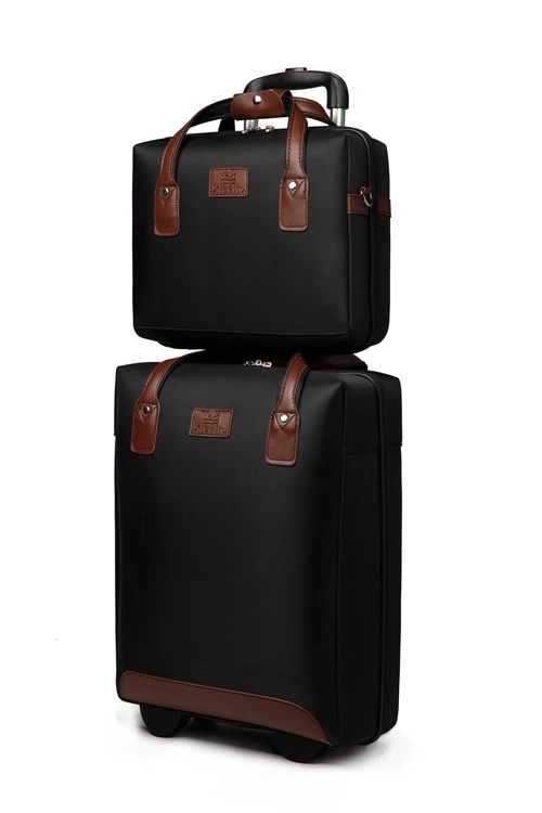 
Nylon and PU leather fabric spinner traveling outdoor suitcases luggage set for sale 