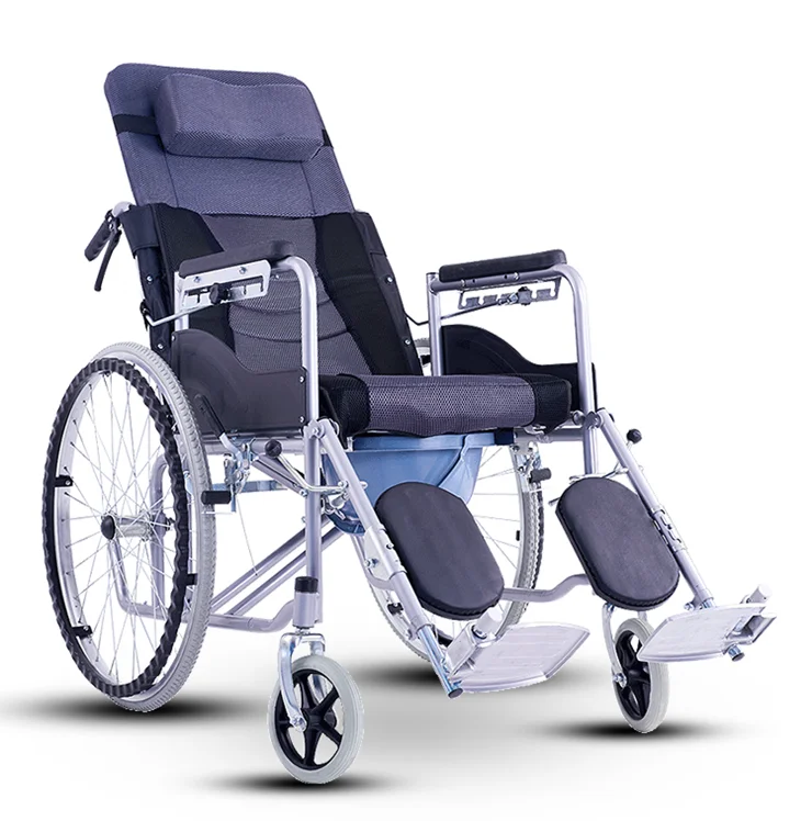 
Tianjin Lightweight Manual Reclining Commode Wheelchair with Toilet 