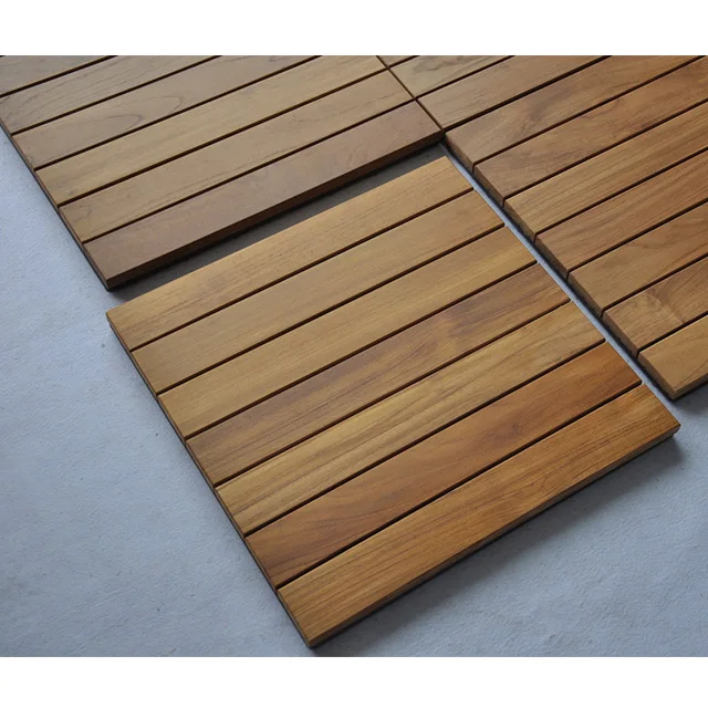 DIY Interlocking Deck Tiles Burma Teak Solid Wood Outdoor Garden Path Decking Tiles