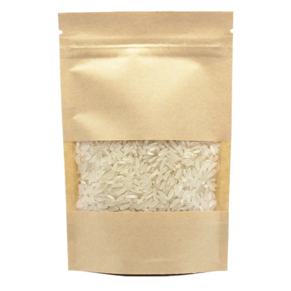 250g dried food packaging bags brown kraft paper stand up alumimum foil pouch dry fruit packaging pouch with zipper