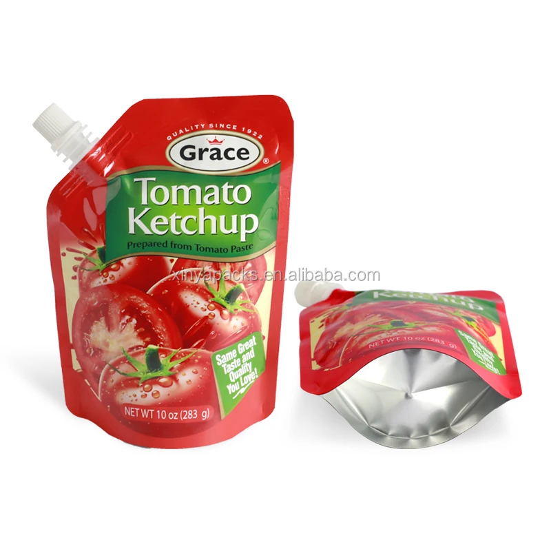 
Custom printed food packaging spout pouch for tomato sauce juice 