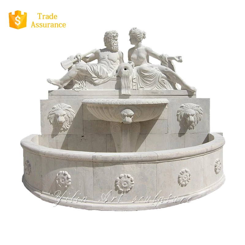 Carved Marble Stone Wall Water Fountain For Sale