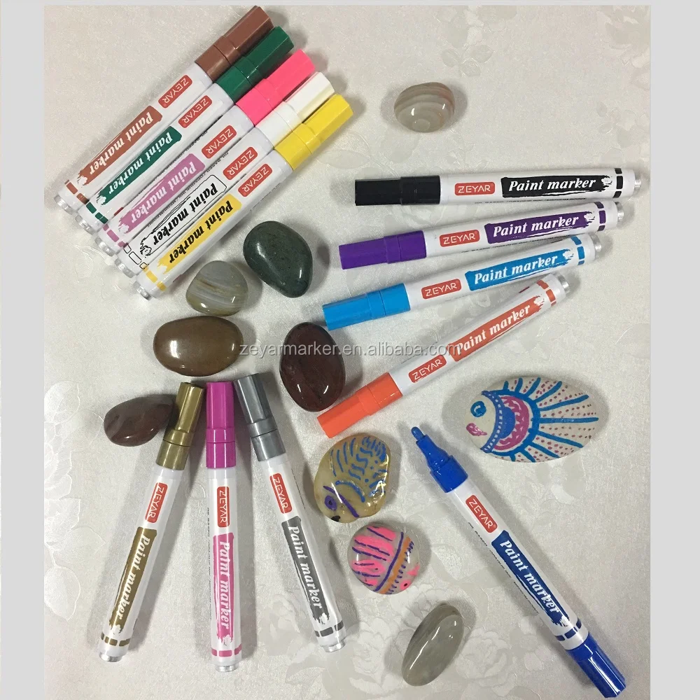 Маркеры для краски на масляной основе под заказ ZEYAR, средние точки, разные цвета, водонепроницаемые чернила