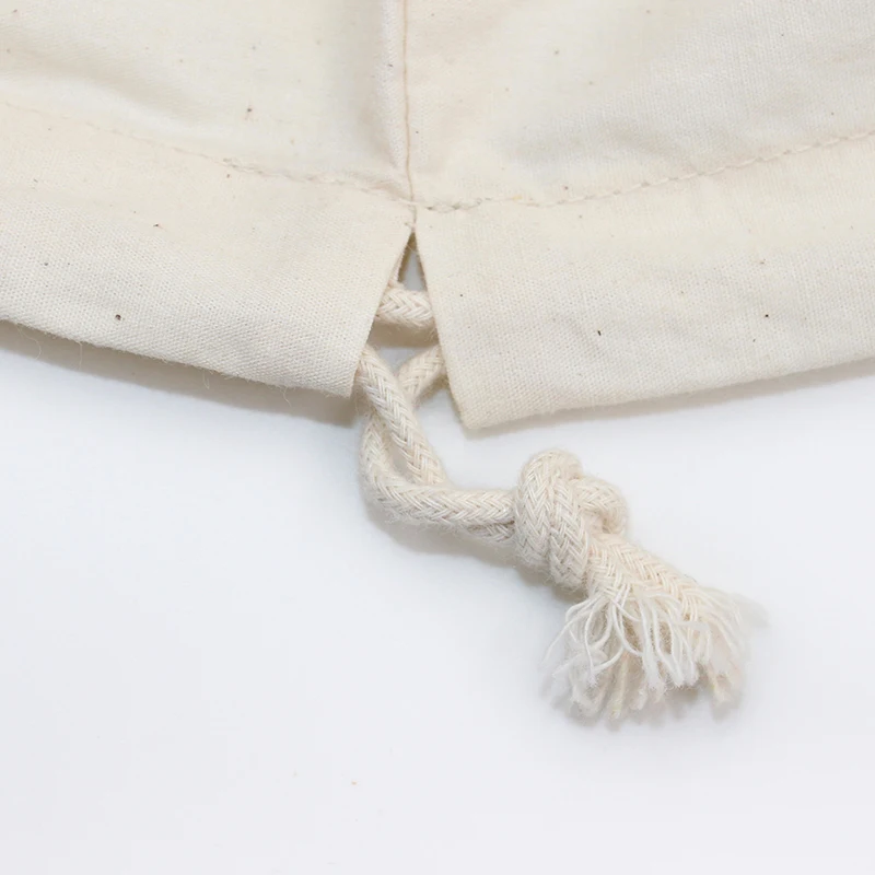 130g Natural Pure White Cotton Eco Drawstring Pouch Packaging Gift Bag Logo Printed Jewelry Bag