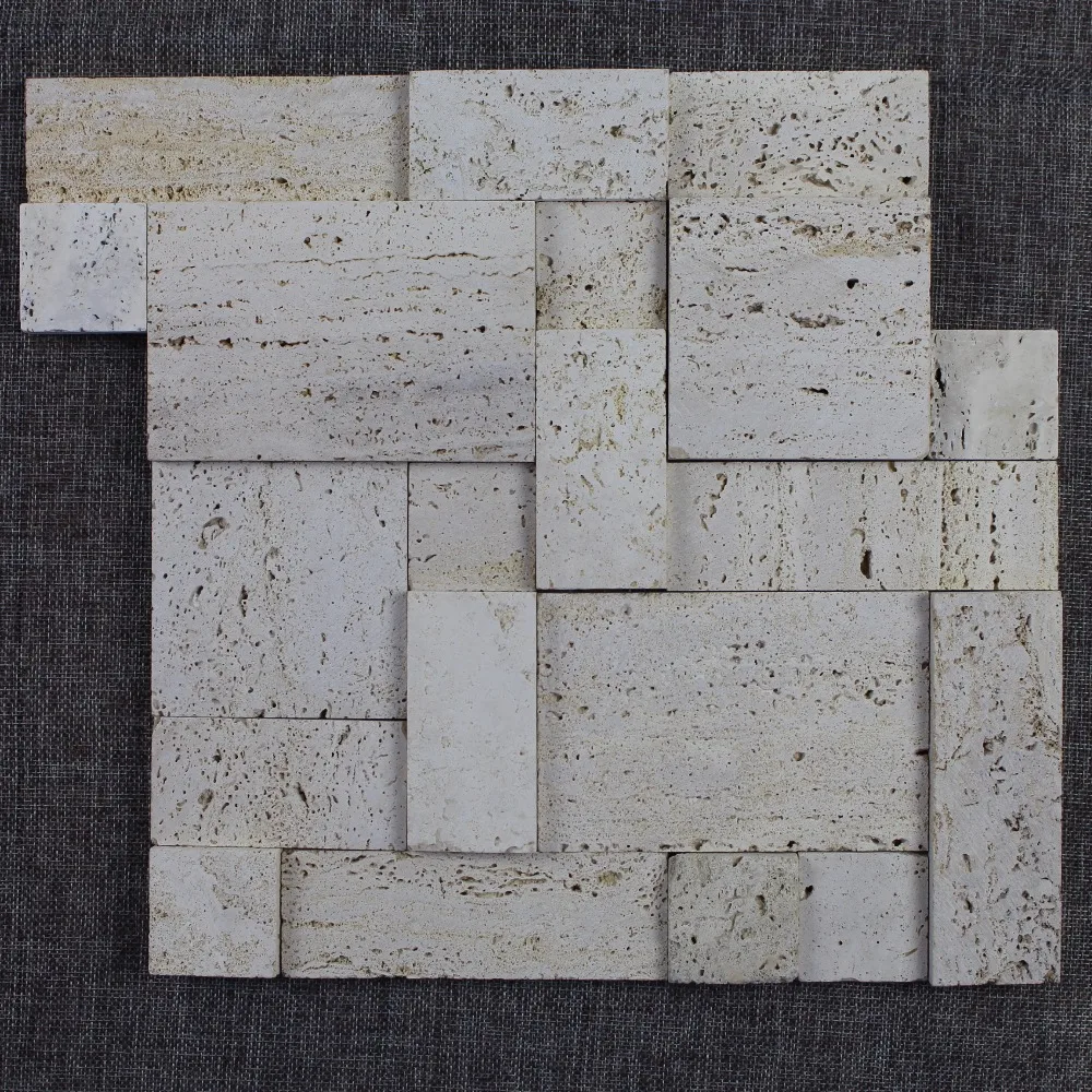 Decorstone24 Yellow Travertine Stone Tile French Pattern 3d Design For Wall Cladding