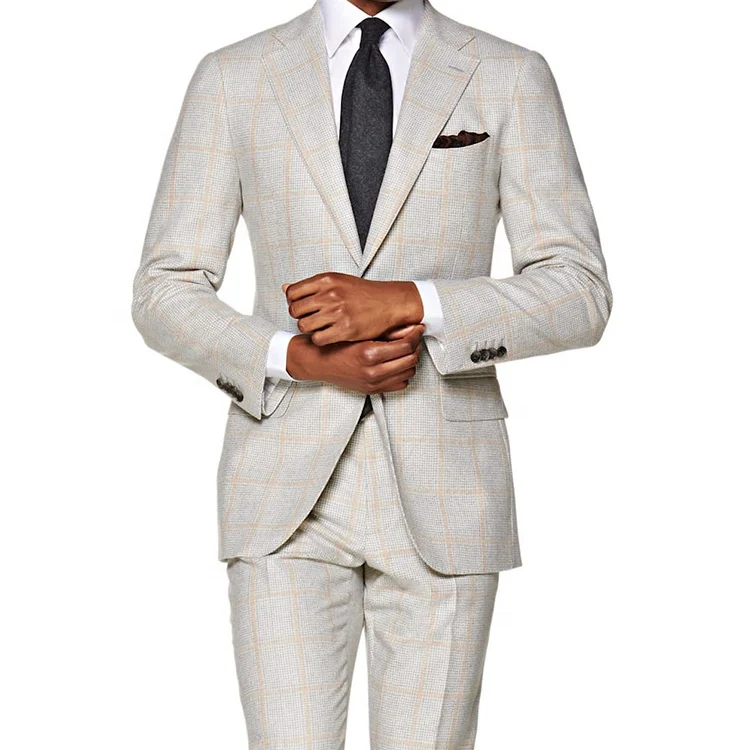 orange and grey color check fabric men suit blazer jacket from turkey