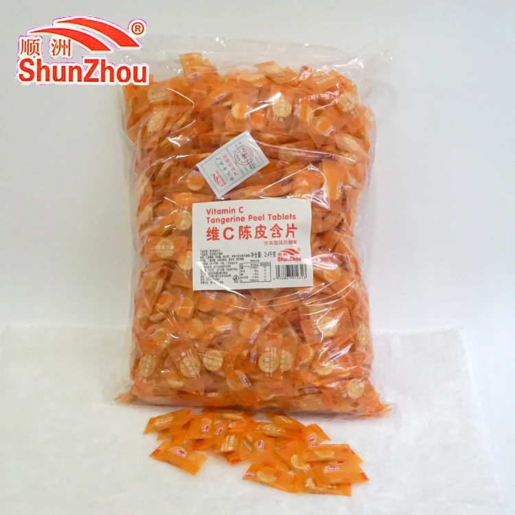 
bulk bag packing orange flavor sugar free press candy 