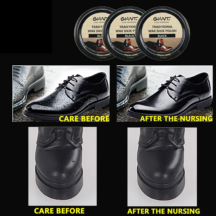 Giant traditional 50ml tin wax black shoe polish