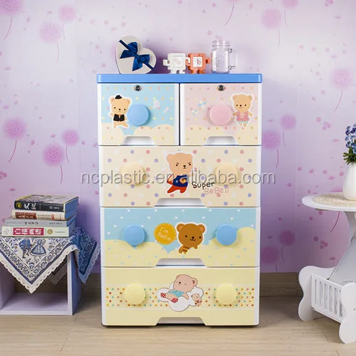wholesale plastic drawer cabinet for storage with two lock 4 tier