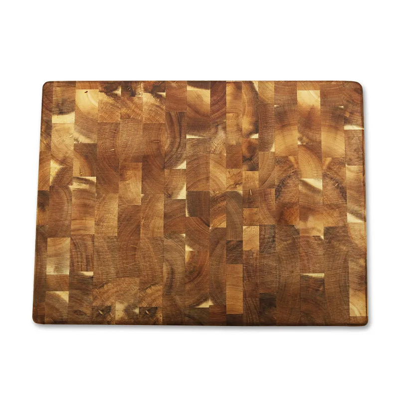 
square shape end-grain acacia wood cutting chopping board groove handle 4 feet 