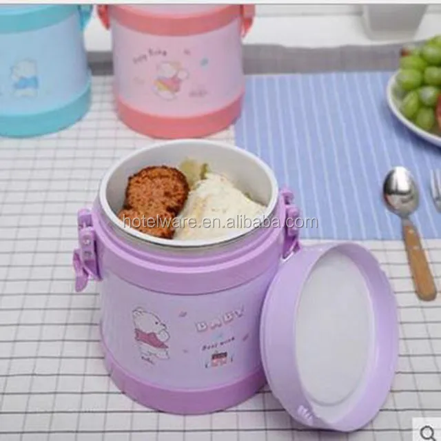 NEW 2 layers plastic case SS304 inner box keep cool or warm vacuum children food container with handle