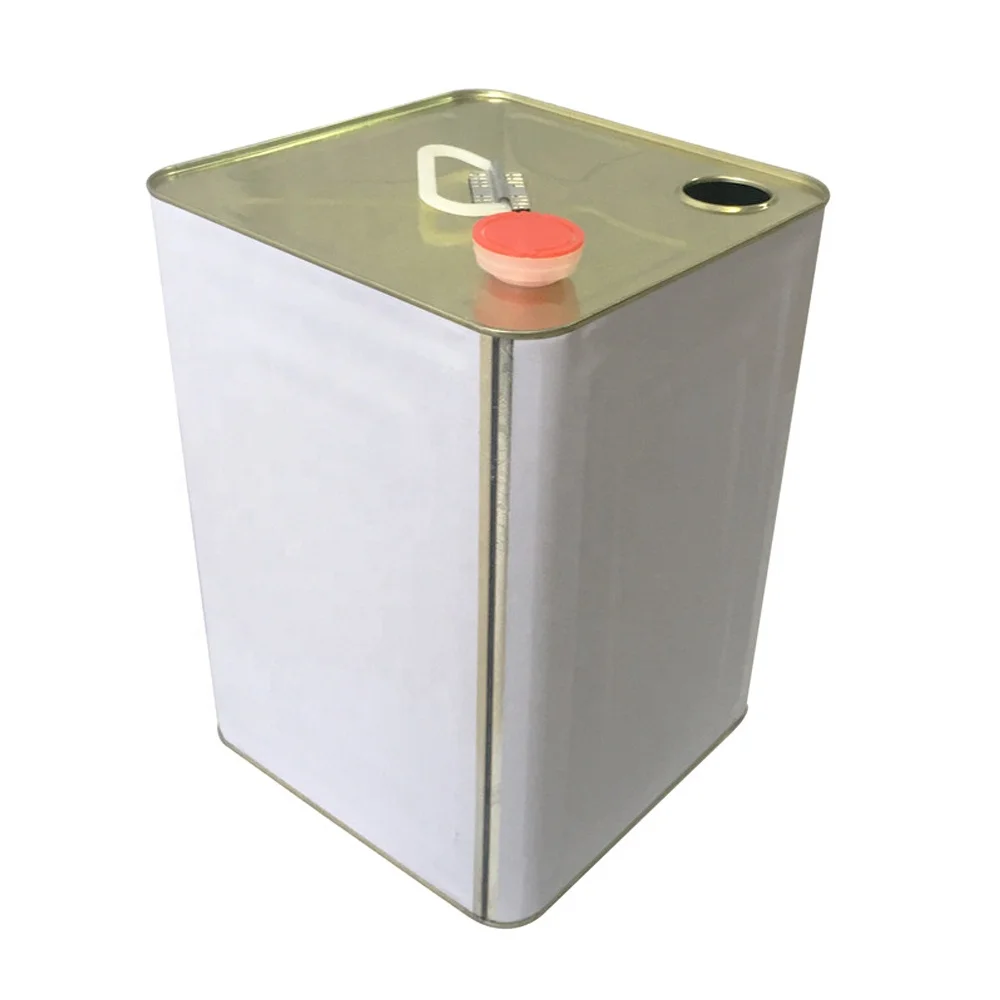 Custom square tin, 18 liters, with plastic or metal handle