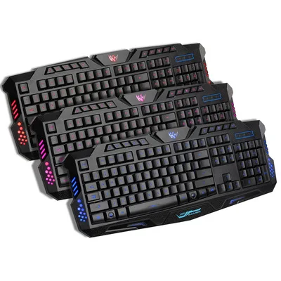J10 USB cracked colorful three color backlight wired game keyboard set seven color luminescence game mouse keyboard