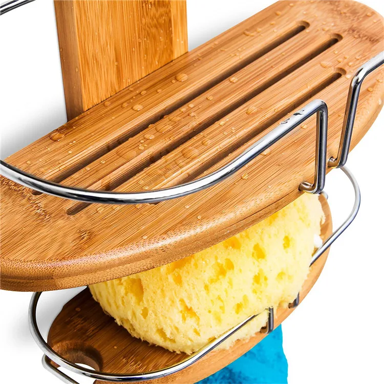 New Listing Custom 3-Shelf Shower Caddy Multifunction Wall Mounted Bamboo Bathroom Hanging Rack