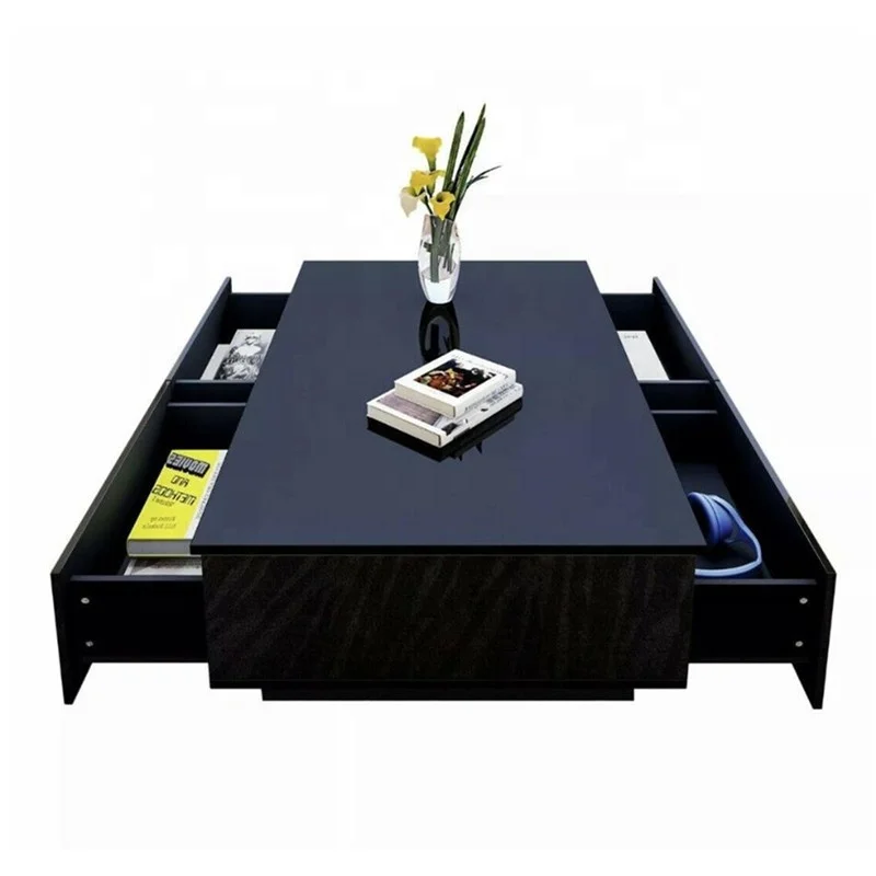 UV High Gloss Wooden Coffee Table With 4 Drawer
