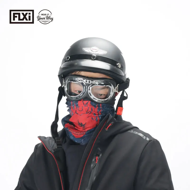 FLXi Multifunctional Cooling Breathable Custom Bandana Men's Black Skull Face Mask