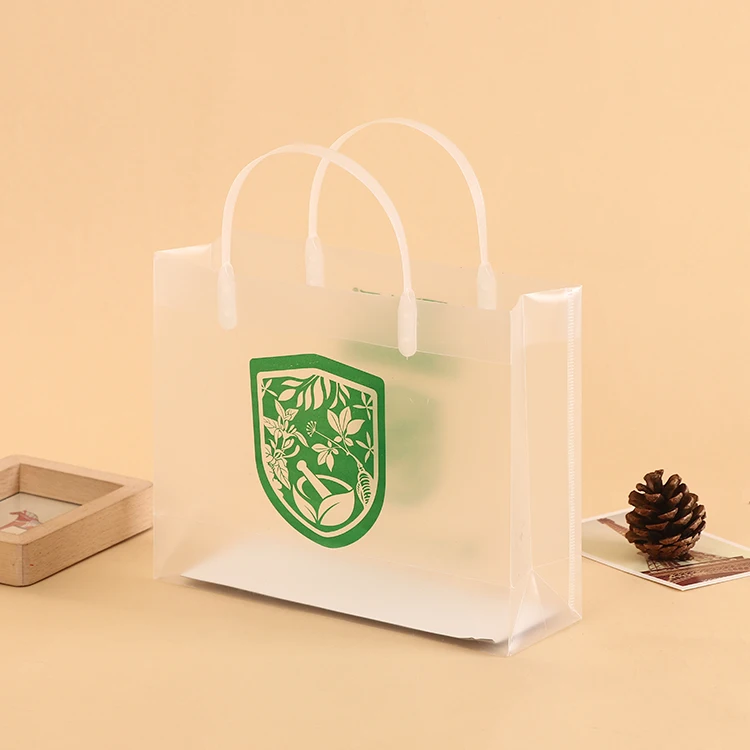 
Promotional customised hard clear PP foldable shopping bags with logo and plastic handles 