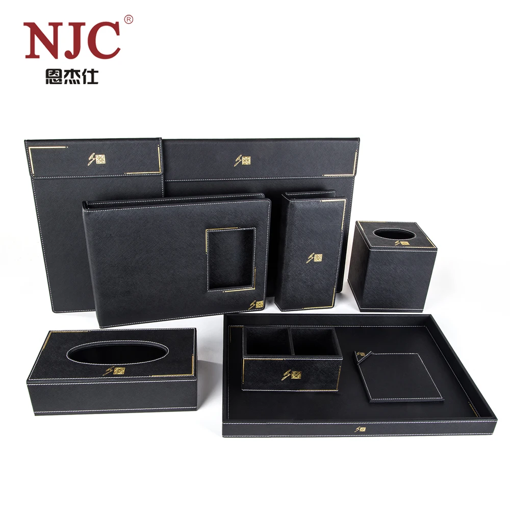 Free sample China manufacturer customized black real leather office desk mat
