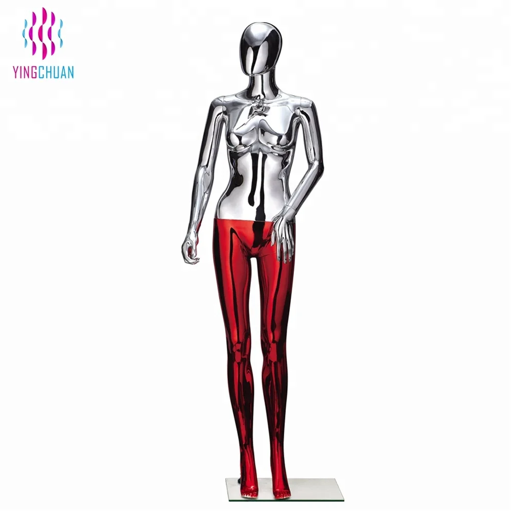 Colorful silver gold full body female electroplate chrome mannequin