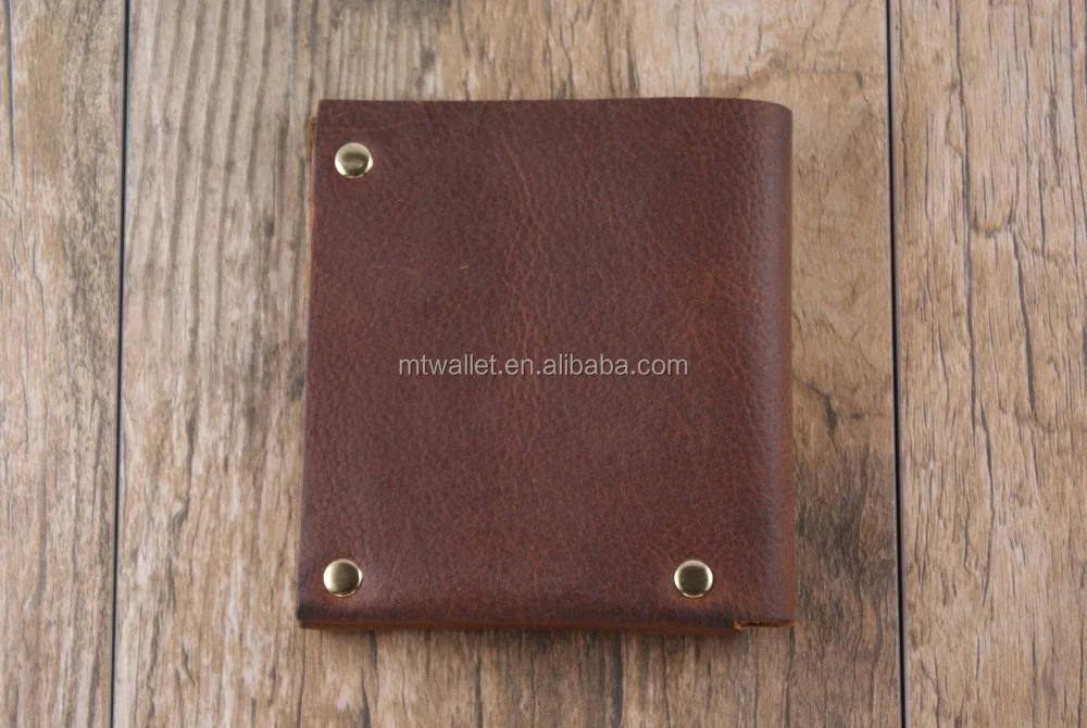 Full riveted minimalist Mexican leather wallets card holder in oil tanned cowhide leather full grain real leather wallet