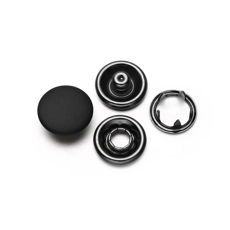 Custom 13L Black Enamel Cap Brass Metal Ring Prong Snap Button Fastener