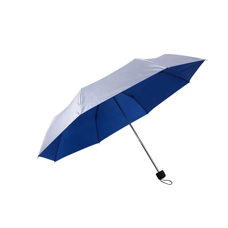 folding umbrella manual open with custom logo print Silver coated windproof UV protection promotion gift 3 fold umbrella