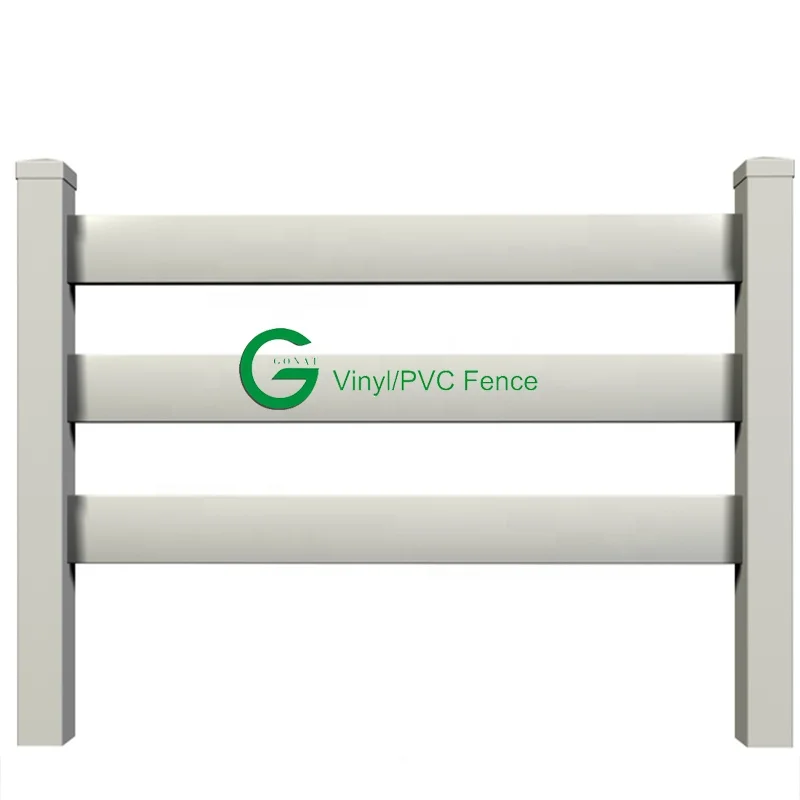 PVC Horse Fence Vinyl 3 Rail Fence White Black Farm Fence UV Resistant Flat Cap