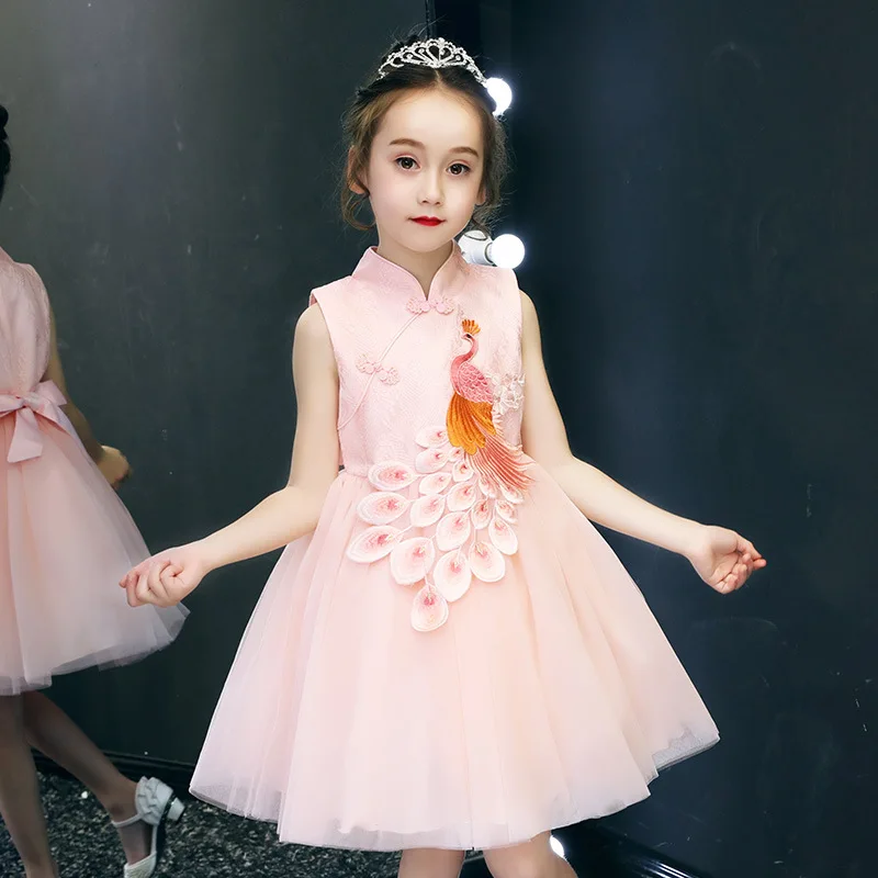 Fashion Design Fashion Baby Girl Satin Mandarin Collar vintage tulle wedding dress