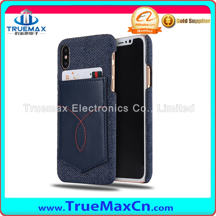 Высокое качество кожаный чехол для iPhone 10 джинсы карман узор с слот для карт случае