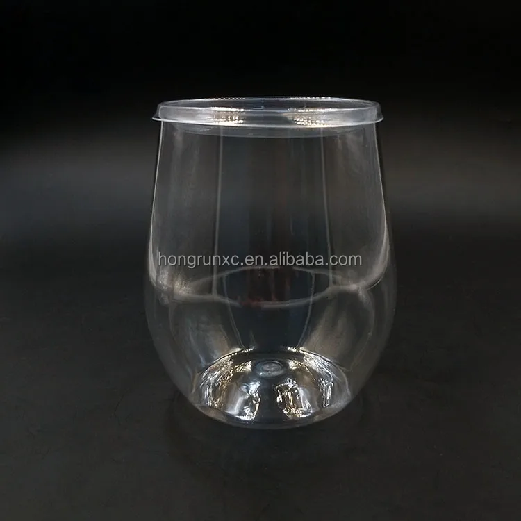 
8oz disposable Outdoor PET Wine Glasses with PET lids 