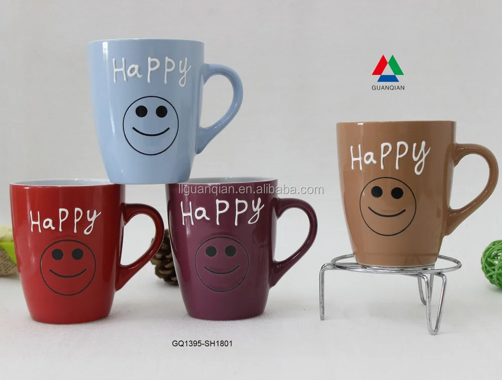 Hot-sale a ceramic mug with smile on it 13 oz