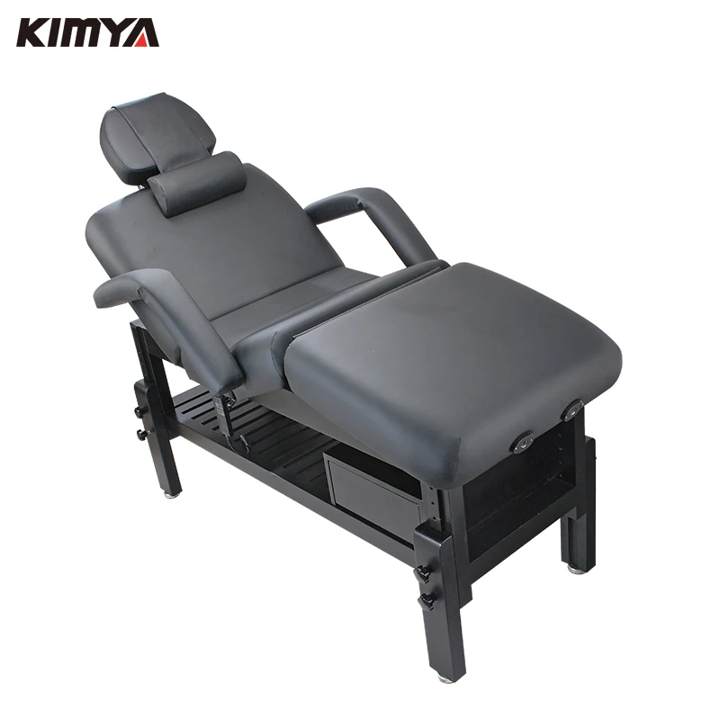 Electric wooden beauty bed with cabinet storage/electric wooden massage table /wooden massage bed for beauty salon