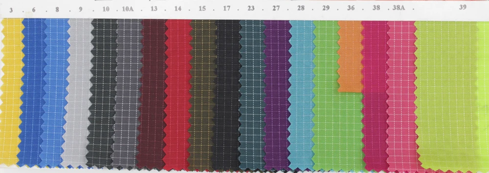 polyurethane coated 210D white line 0.2cm ripstop pure nylon fabric