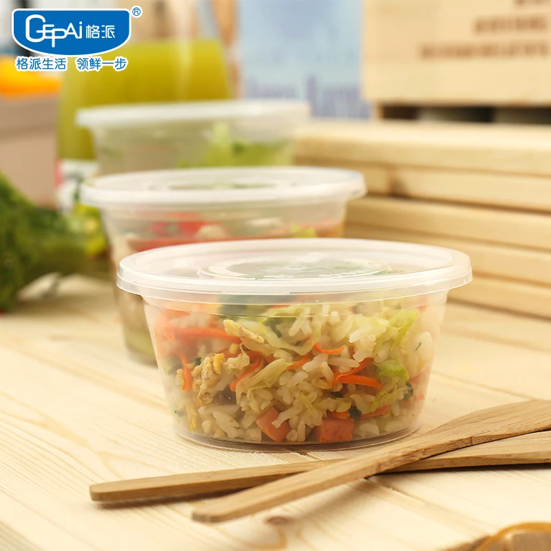 Wholesale 1000ml round disposable bowl plastic food container with lid