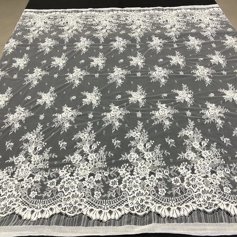 Textile Tulle Eyelash Lace Fabric French Bridal Voile Lace Fabric with Heavy Cord