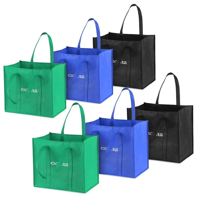 Custom print eco reusable supermarket grocery promotion shopping non woven carry tote cloth bag