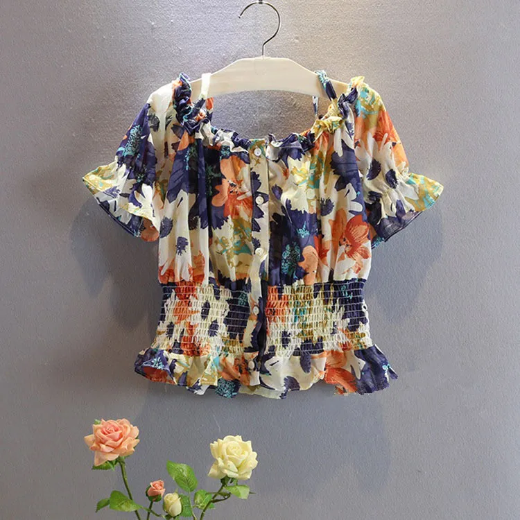 
Wholesale Kids Clothing Children Wear Flower Short Sleeve Shirts Of Girls From China 