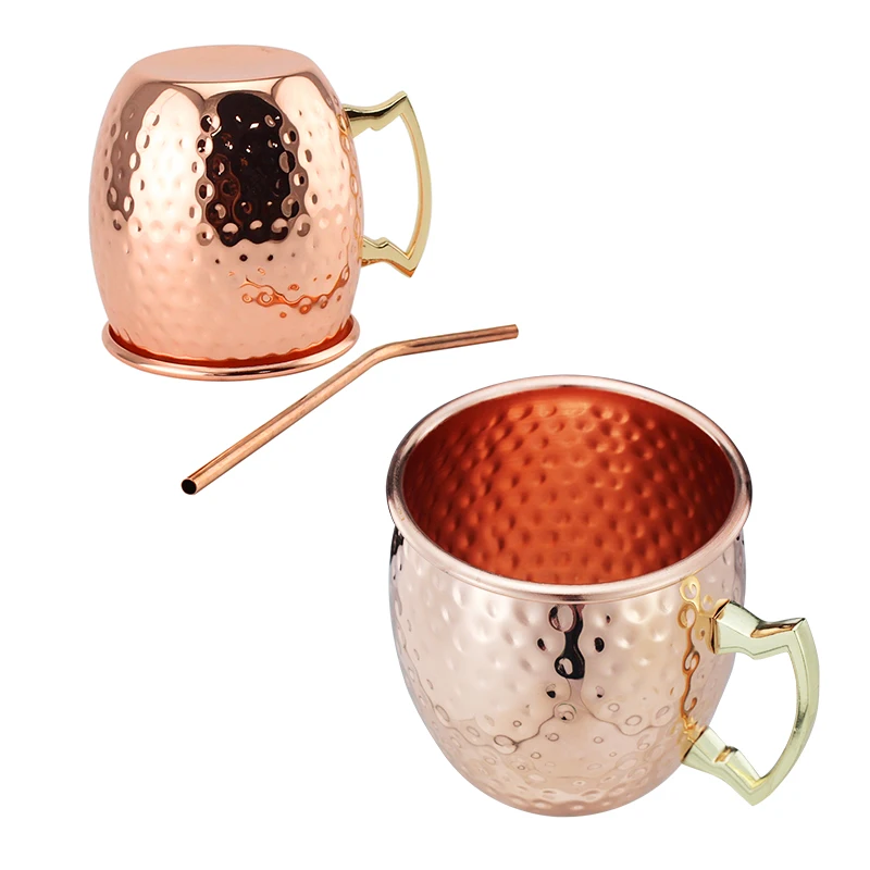 Moscow Mule Copper Mugs With Cocktail Copper Straws Drinkware Accessories Plated Stainless Steel Cups