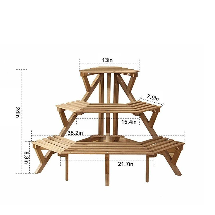 Corner Flower Pot Stand Wood 3 Tier Garden Rack Folded Plant Display Shelf