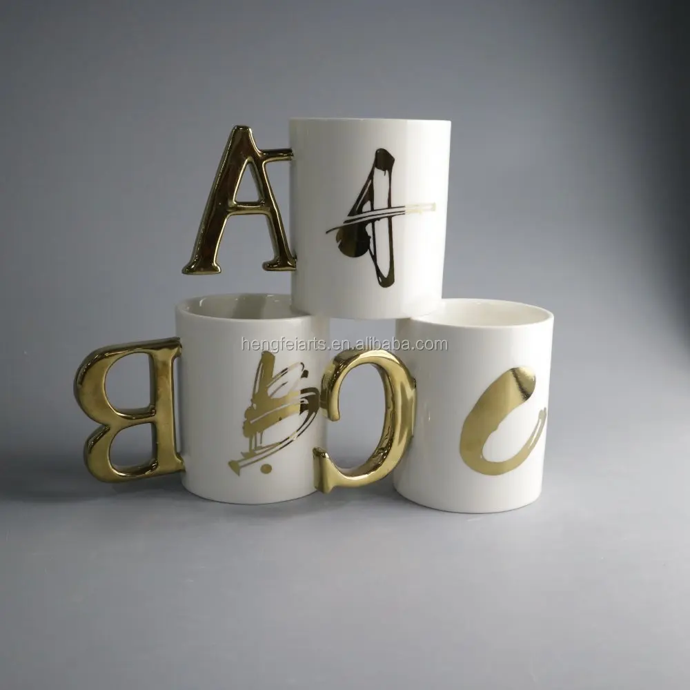 11oz Sublimation Mug Mugs Ceramic POTTERY Eco-friendly CE / EU with Gold Letter Handle LFGB