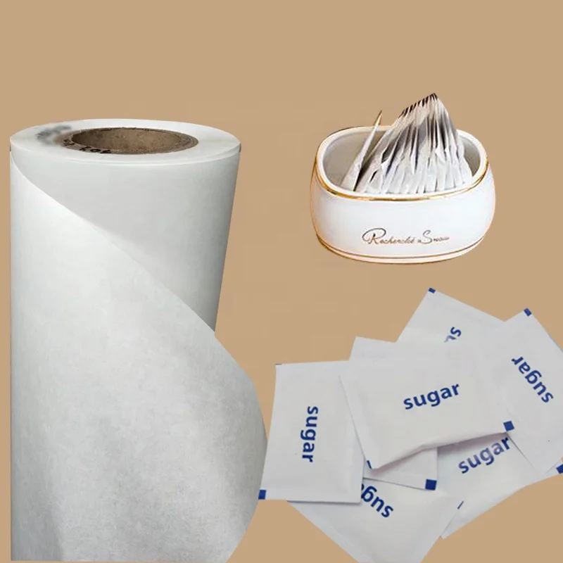 
40gsm (30gsm paper +10gsm pe)food grade waterproof MG white pe coated kraft paper heat -sealable for making sugar packet 
