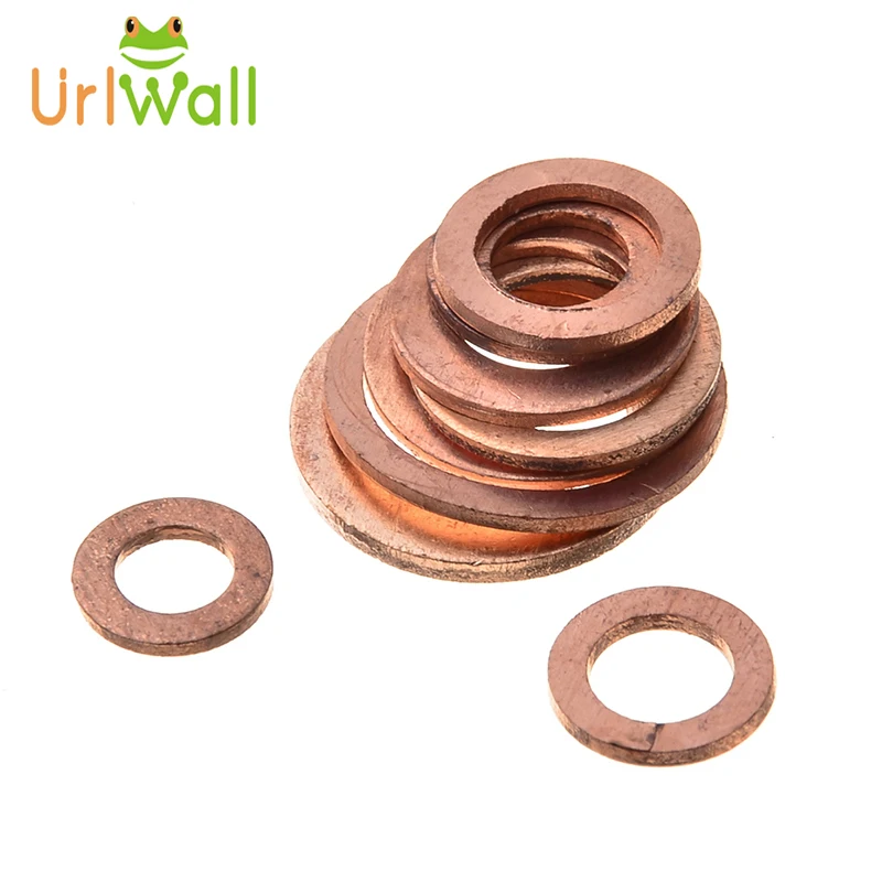 Factory Gasket outlet 200pcs metal fasteners box fireproof sealing round flat copper gasket